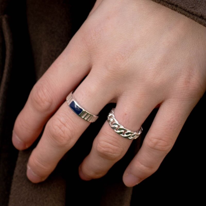 T.I.T.S. Grit Ring Serene Zilver Donkerblauw
