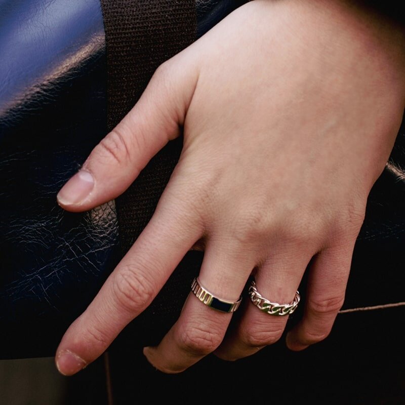 T.I.T.S. Grit Ring Serene Zilver Donkerblauw
