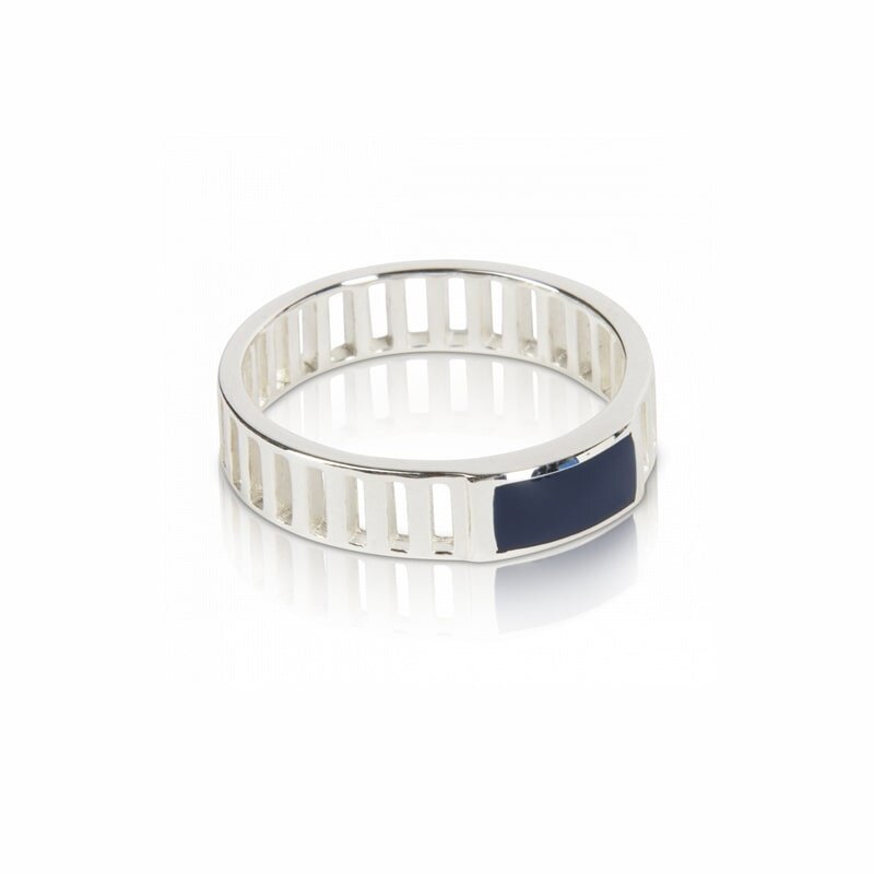 T.I.T.S. Grit Ring Serene Zilver Donkerblauw