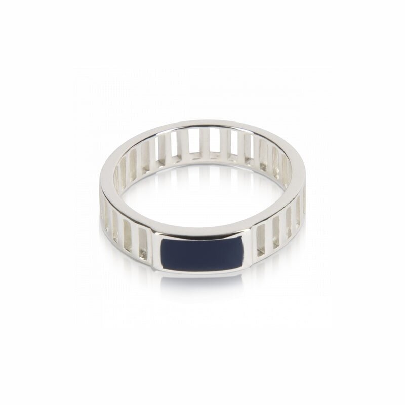 T.I.T.S. Grit Ring Serene Zilver Donkerblauw