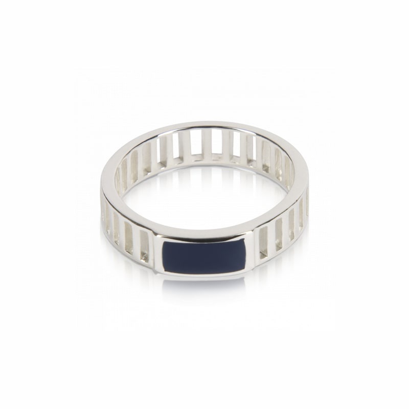 T.I.T.S. Grit Ring Serene Zilver Donkerblauw