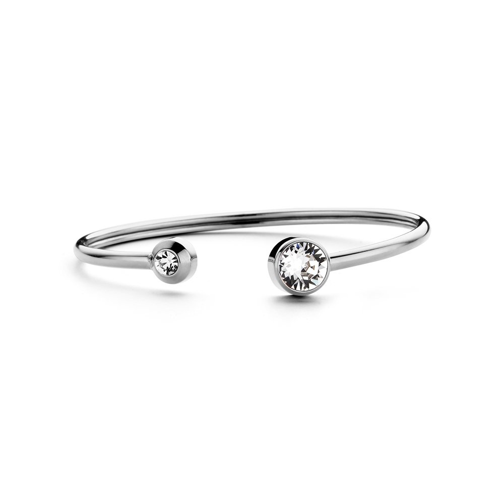 Flexibele roestvrijstalen armband met Swarovski-steentjes