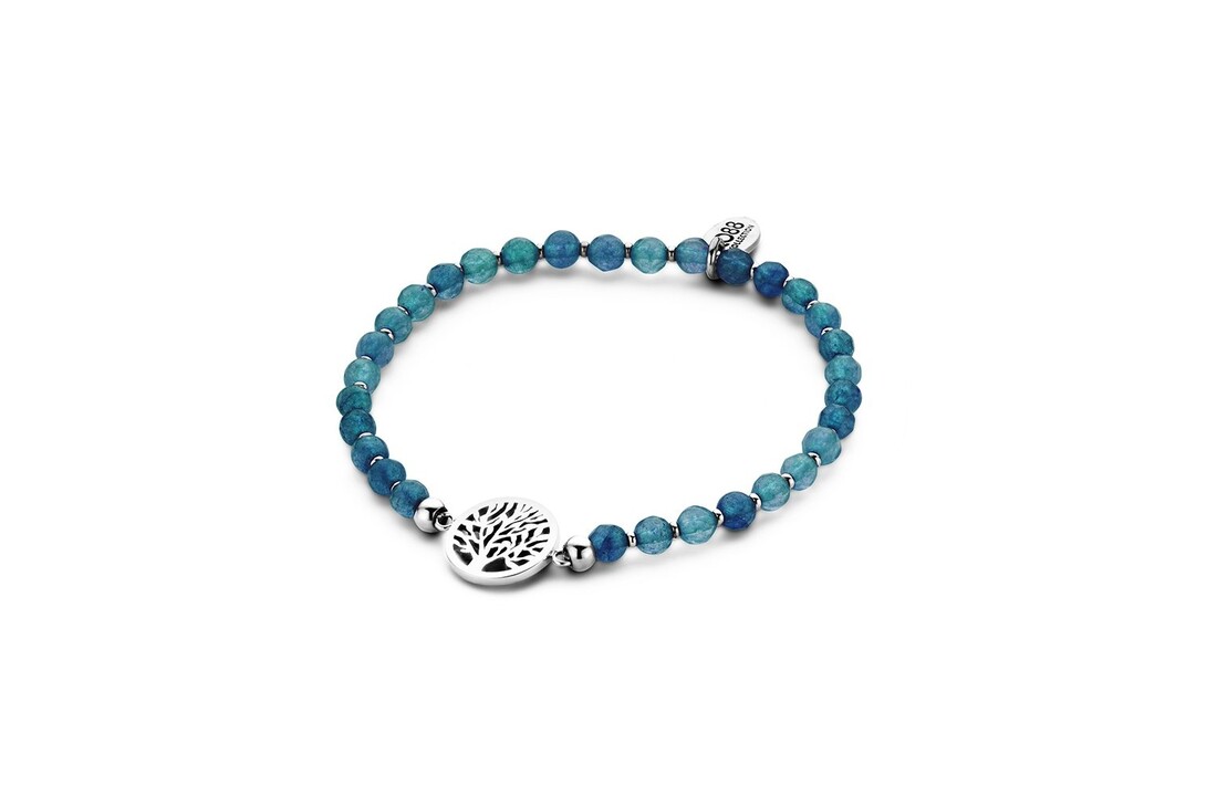 Blue Natural Stones Bracelet with Tree of Life Pendant