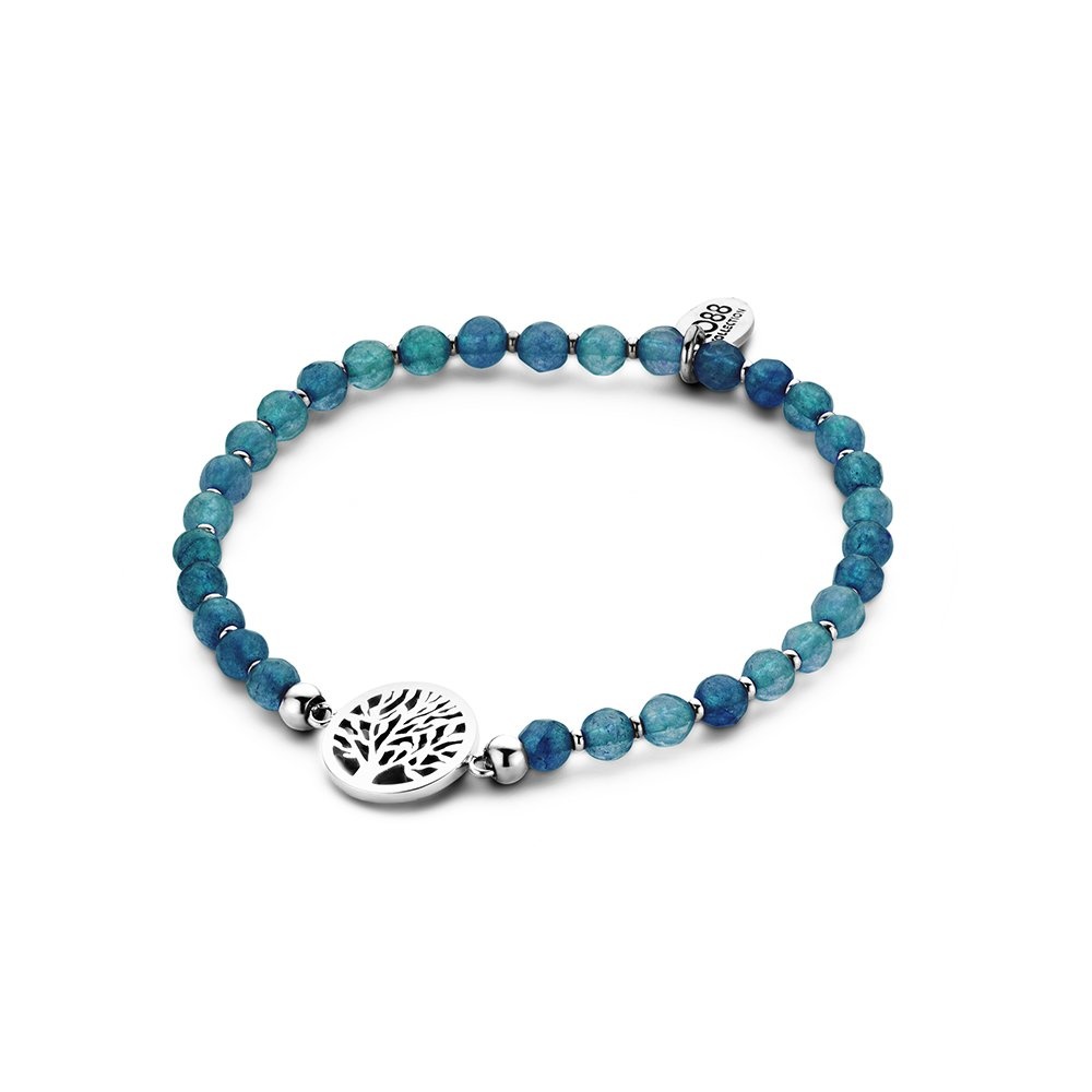 Blue Natural Stones Bracelet with Tree of Life Pendant
