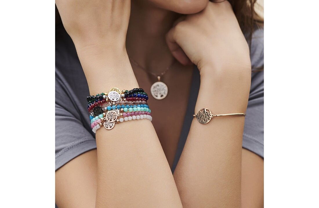 Blue Natural Stones Bracelet with Tree of Life Pendant