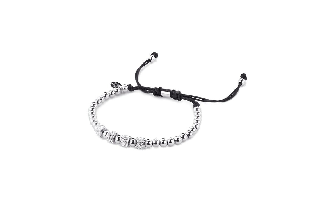 Stainless steel beaded bracelet with crystal