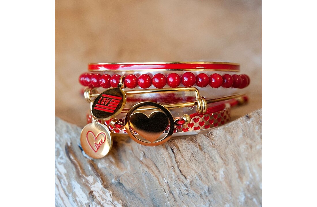 Rosegold ion Plated Open Bangle with Black Enamel