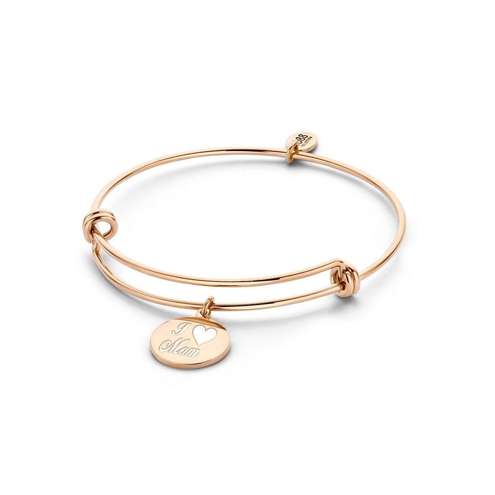 Rosegold ion Plated Bracelet with I Love You Mom Text Pendant