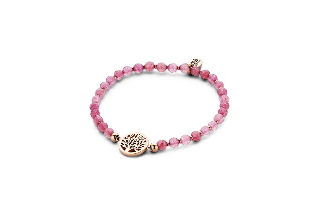 Light PINK Natural Stones Bracelet with Tree of Life Pendant