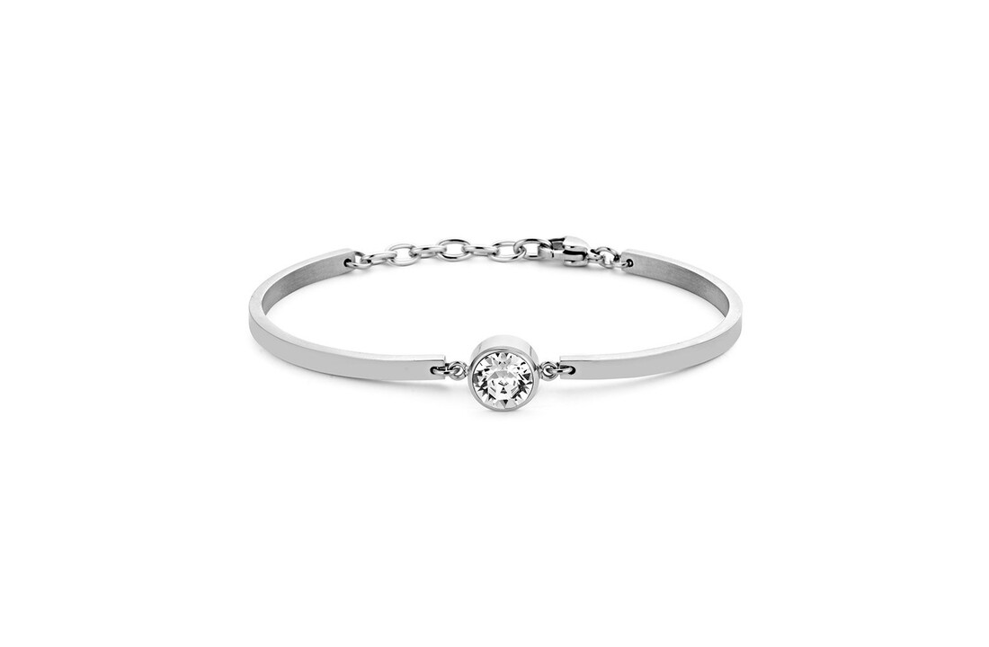 Stainless Steel Bracelet with White Swarovski