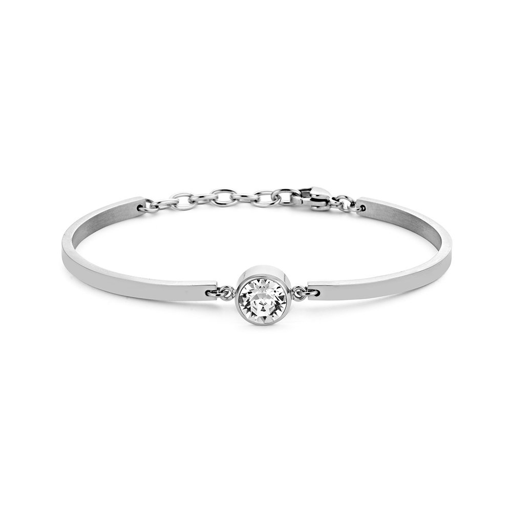 Stainless Steel Bracelet with White Swarovski