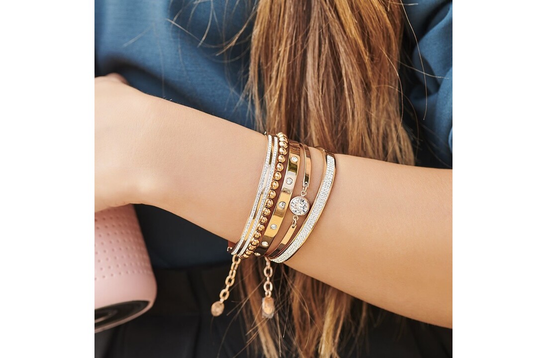 Stainless Steel Bracelet with White Swarovski