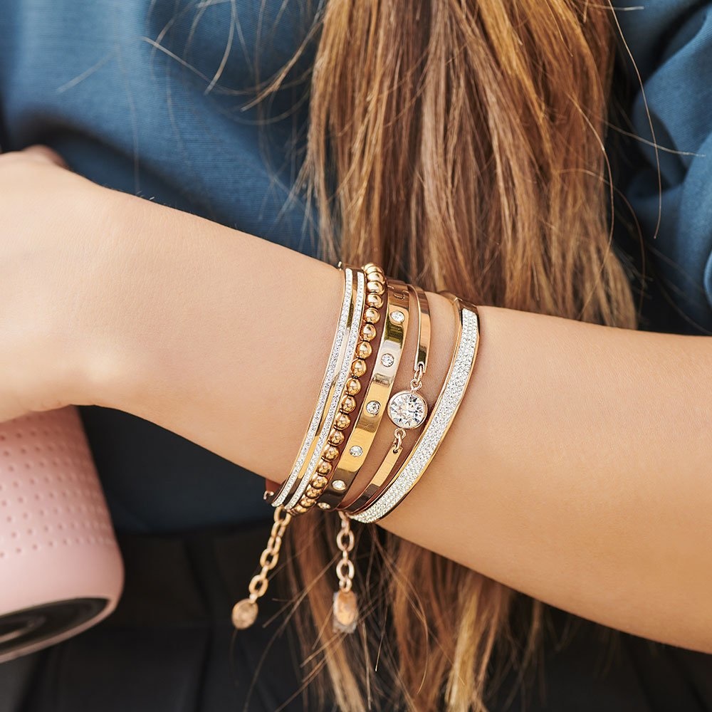 Stainless Steel Bracelet with White Swarovski