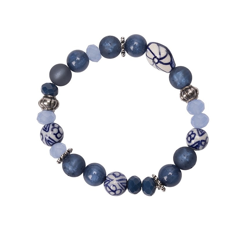 Armband met luxe Delftsblauwe kralen