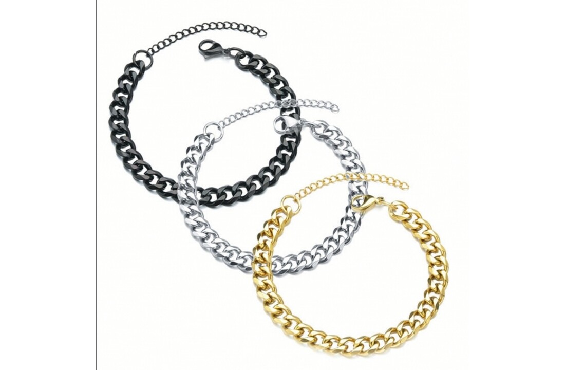 Heren armband van roestvrij staal in 3 kleuren