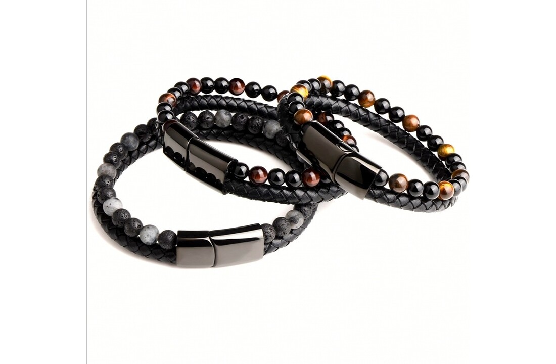 Lederen armband met kralem