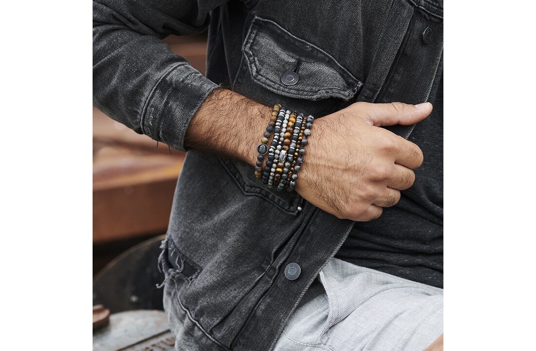 Brown Tigereye Beads Bracelet with Stainless Steel Bead