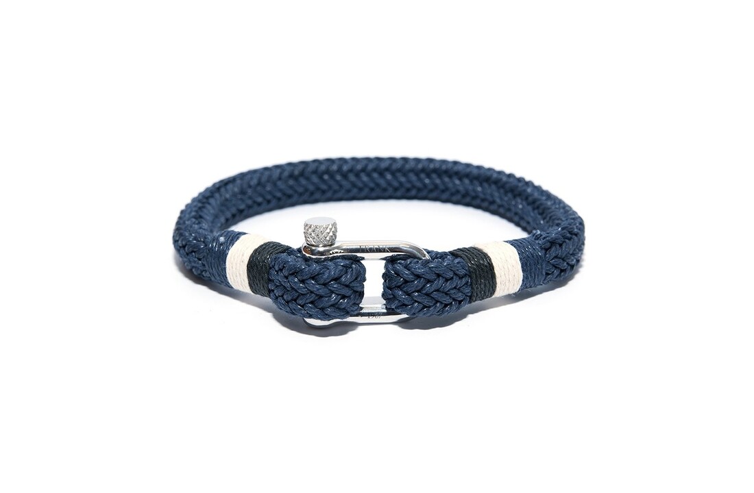 Blue Woven Bracelet with Black/White/Blue Rope