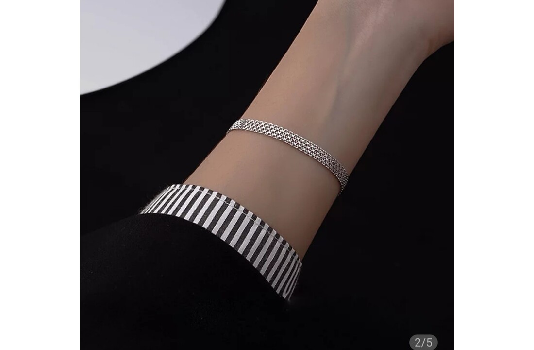 Zilveren platte zeer fijne armband