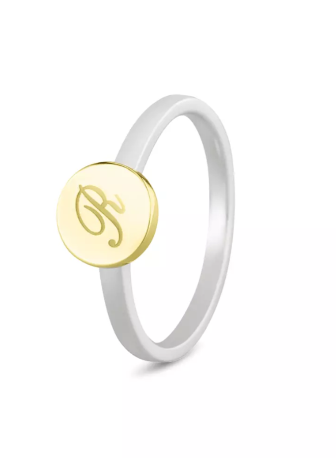 Silver Ring Gold DisK engr excl  458SY