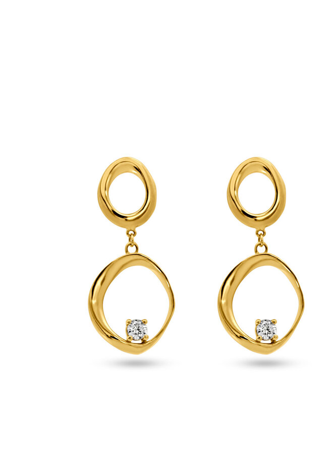 Oorbellen geel Goud 18kt zirc B19S19007