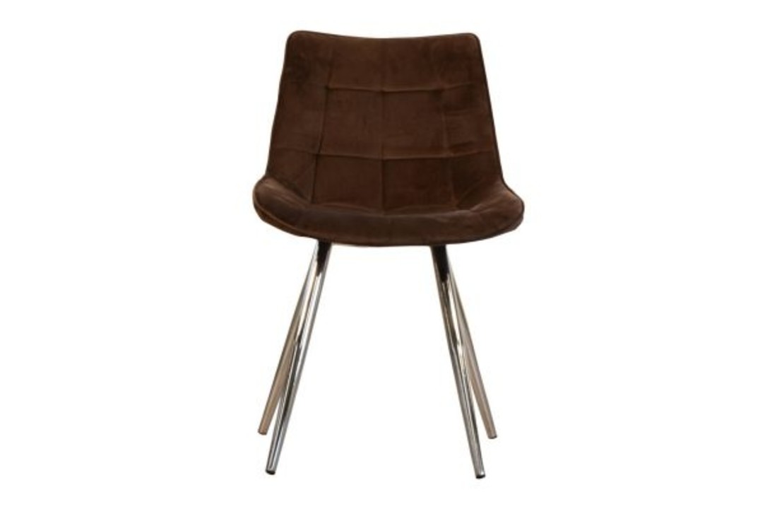 Eetkamerstoel - Brown - Metaal (Chroom) poten