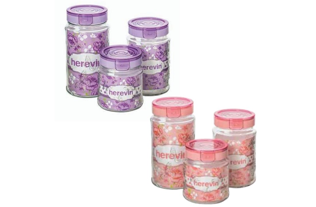 Voorraadpot met deksel-Herevin Set van 3