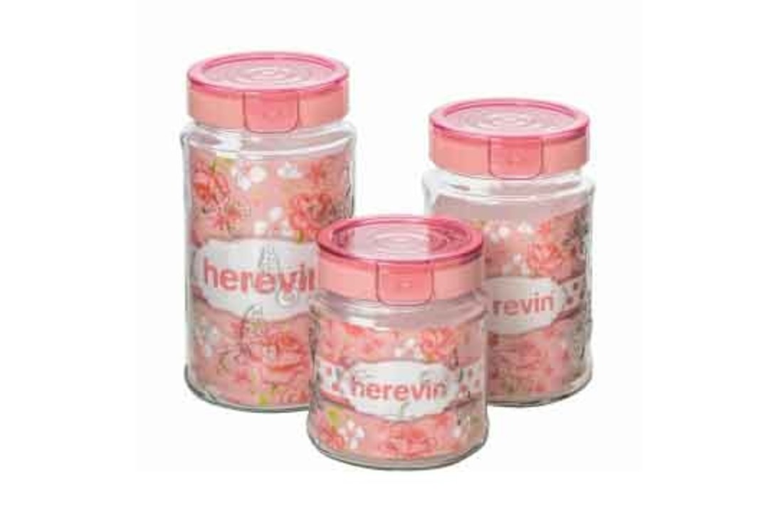 Voorraadpot met deksel-Herevin Set van 3