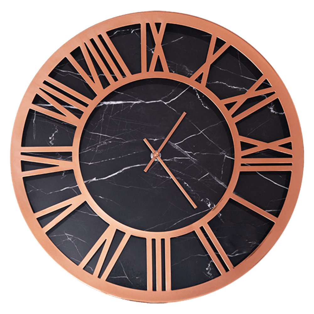 Wall Clock Bronze Black Marble Kadizi