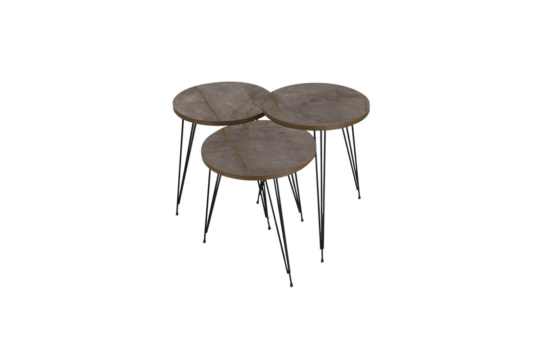 Beistelltische 3 MDF Round Grau