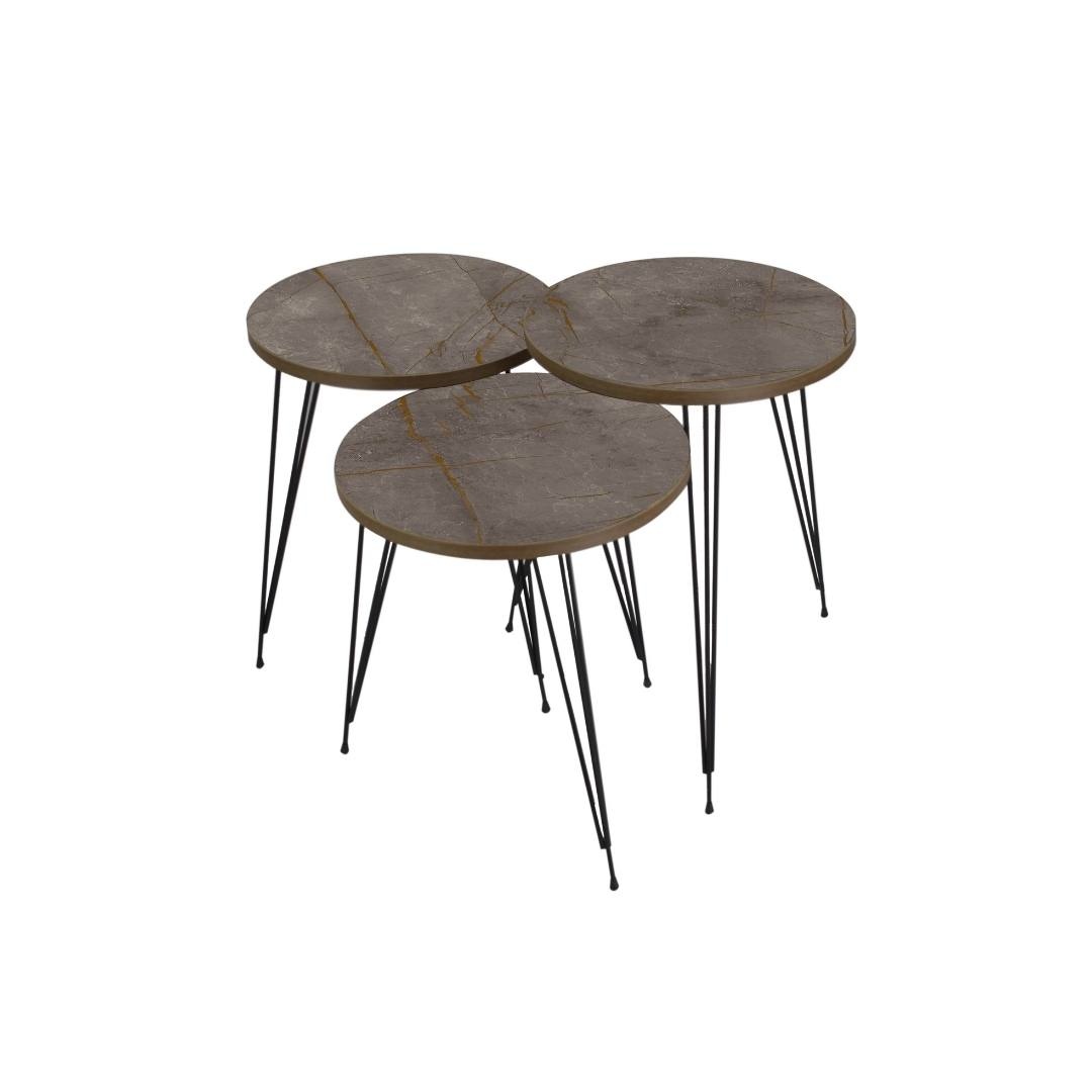 Bijzettafels 3 MDF Rond Grijs