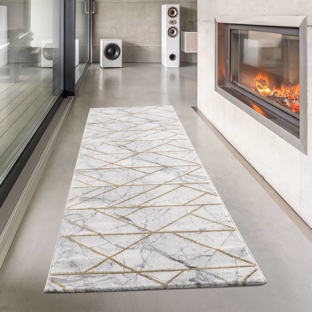 Tapis Pera Gris clair - Lignes dorées I Magic Floors