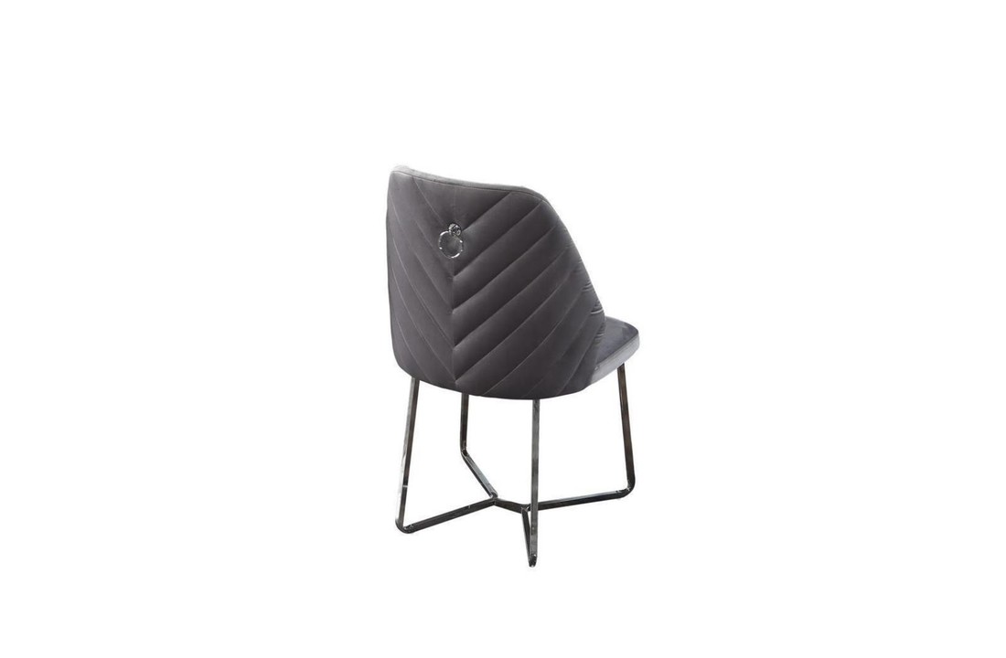 2x Chaise de salle à manger Rover - Gris foncé - Pieds en métal