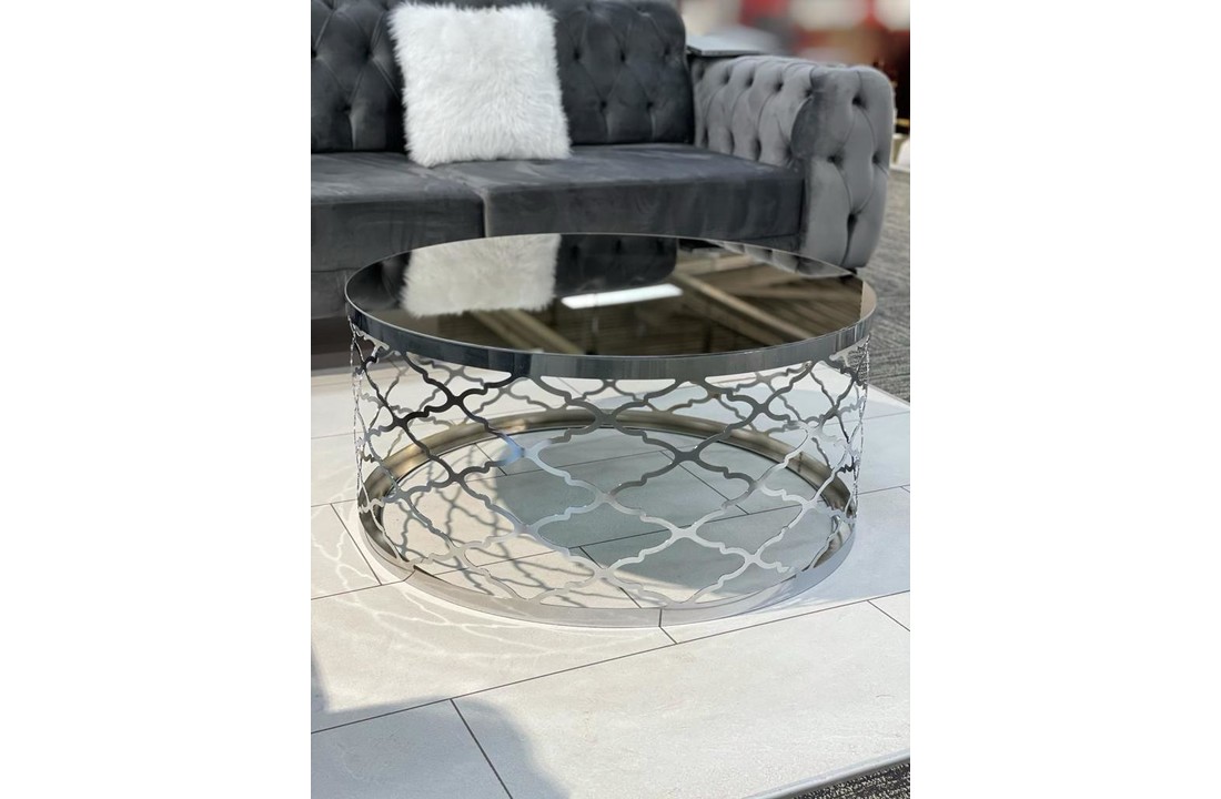 Salontafel Zilver Glas Ottoman