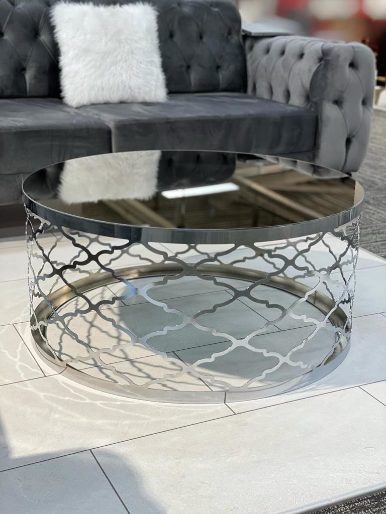 Table de Salon Verre en Argenté Ottoman