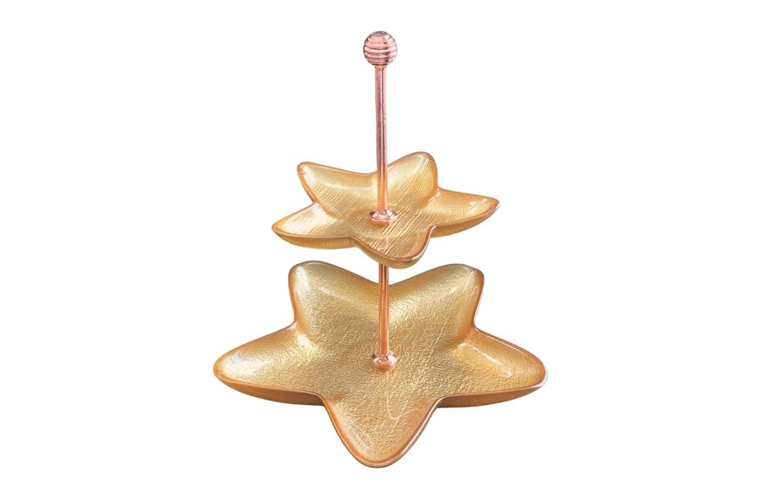 Etagere Glas 2 Schichten Golden