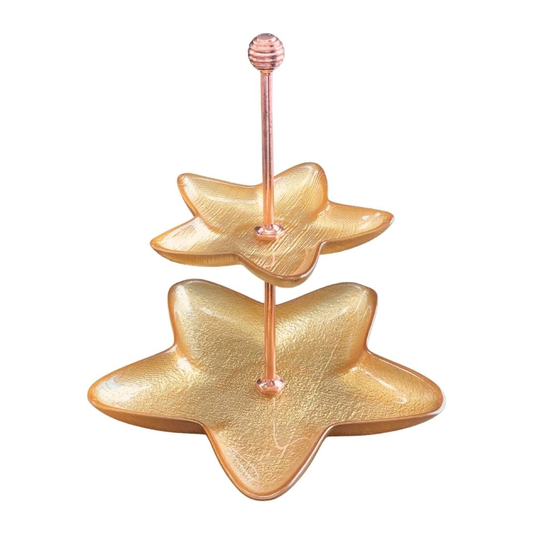 Etagere Glas 2 laags Gouden