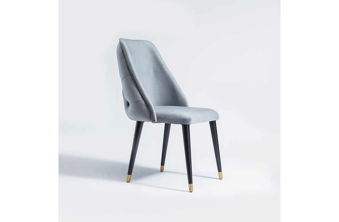 2x Chaise de salle à manger Flora - Gris - Pieds en bois