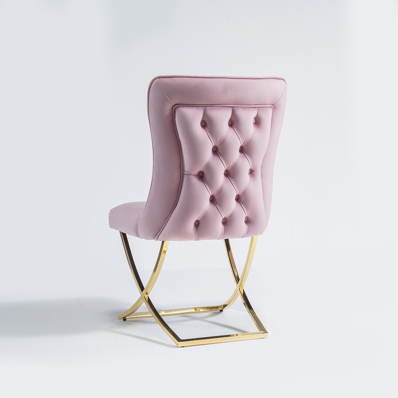 2x Chaise de salle à manger Rixos - Rose - Pieds en metal