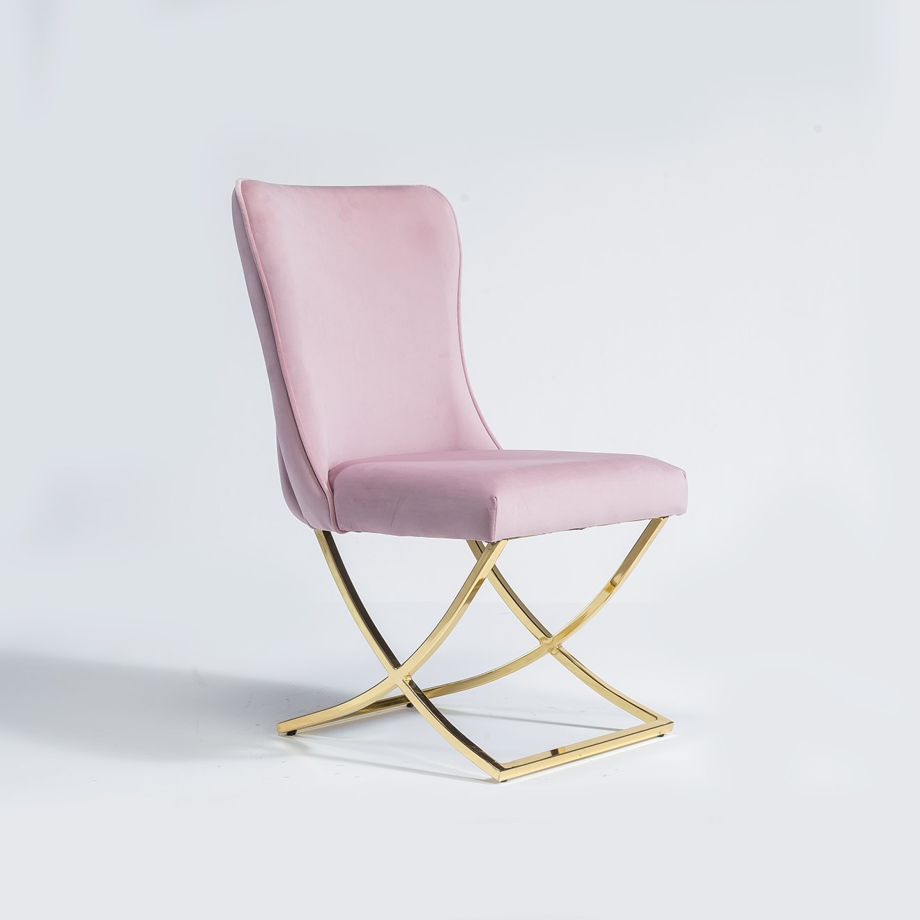 2x Eetkamerstoel Rixos - Roze - Metalen poten