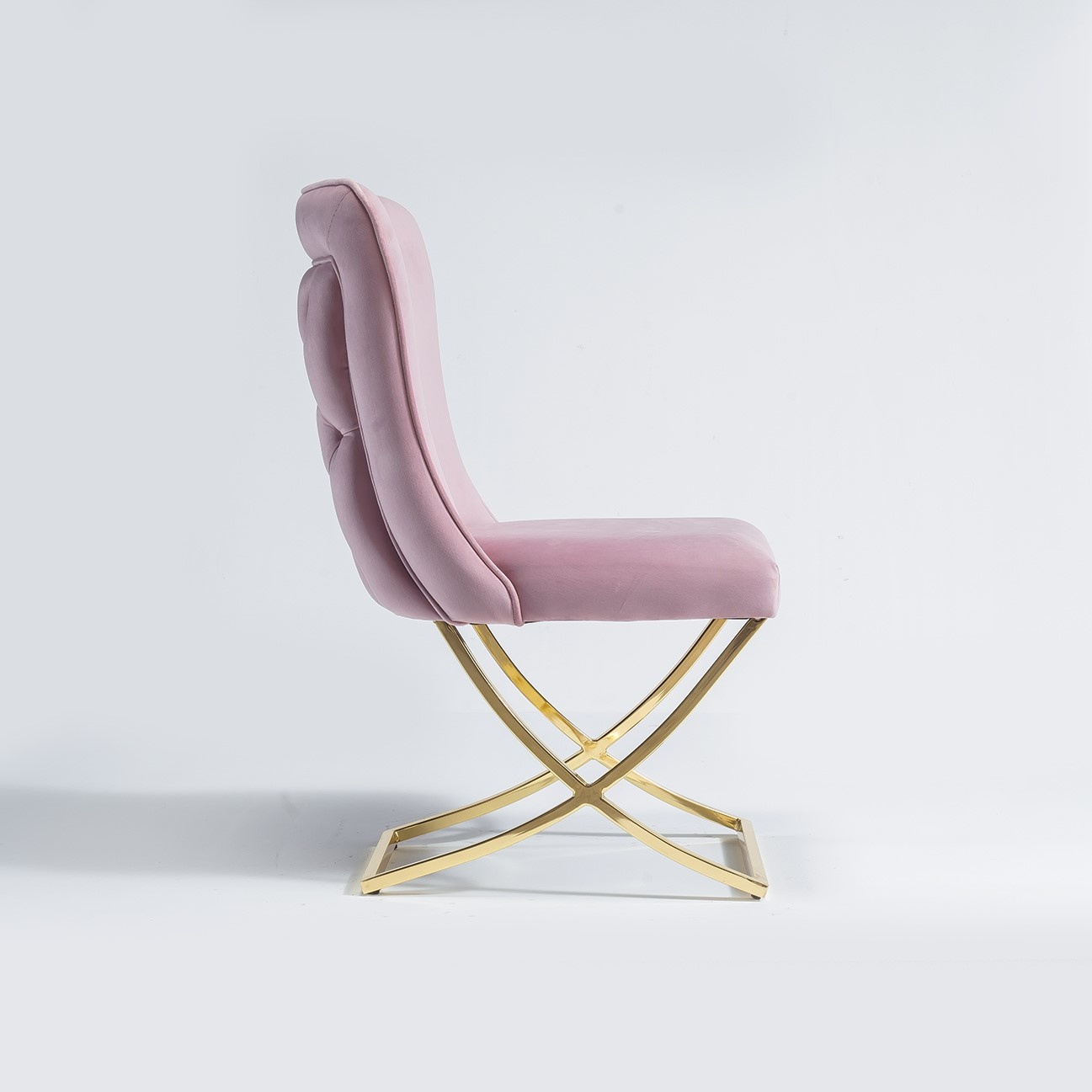 2x Eetkamerstoel Rixos - Roze - Metalen poten