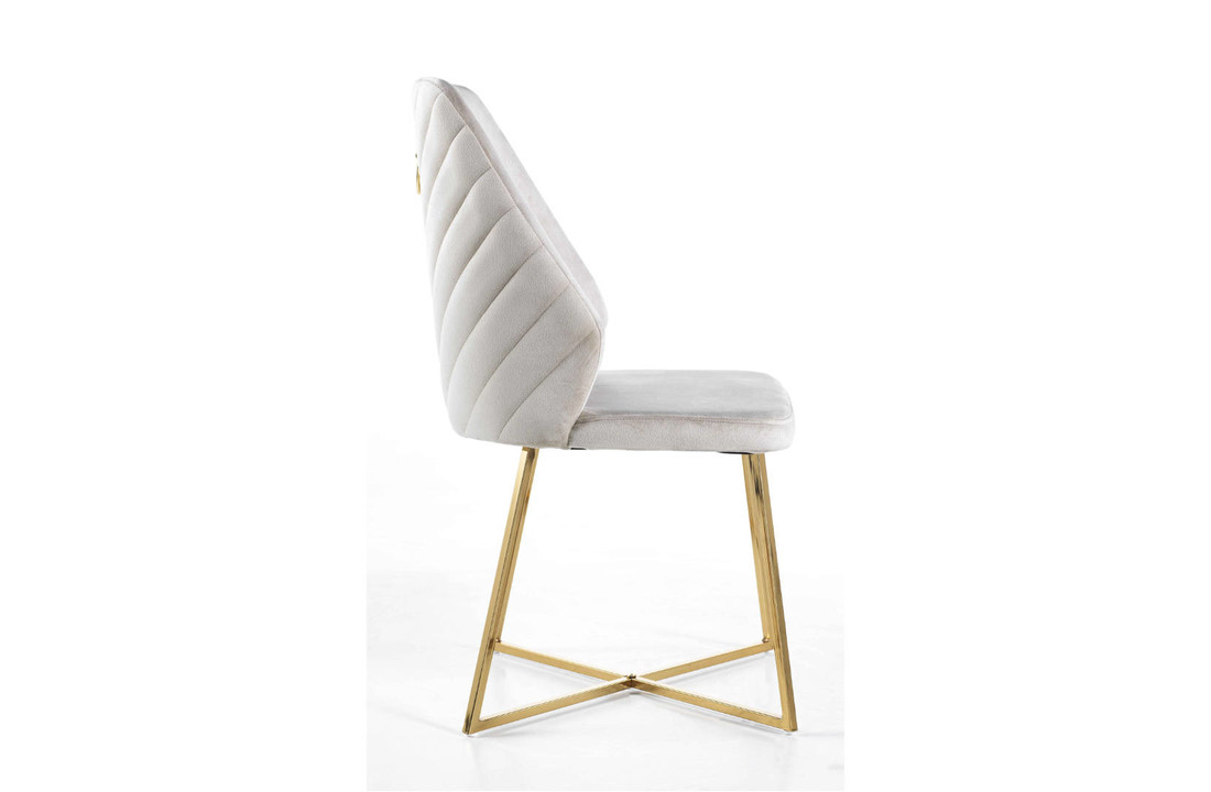 2x Chaise de salle à manger - Rover Beige- Pieds en métal