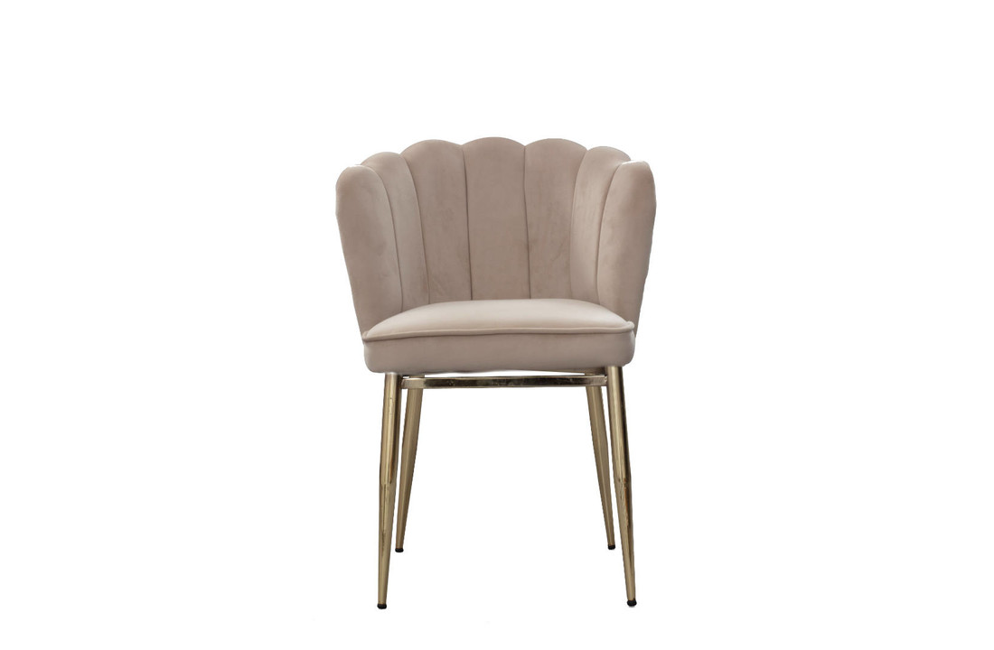 2x Chaise de salle à manger Flower - Beige - Pieds en metal