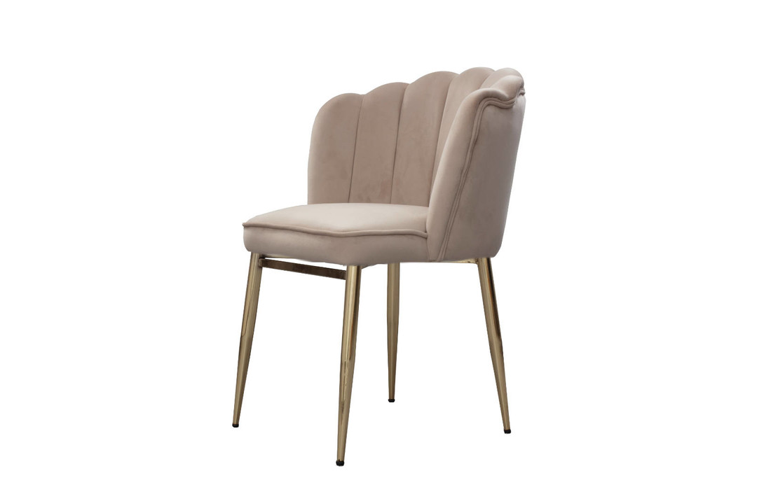 2x Chaise de salle à manger Flower - Beige - Pieds en metal
