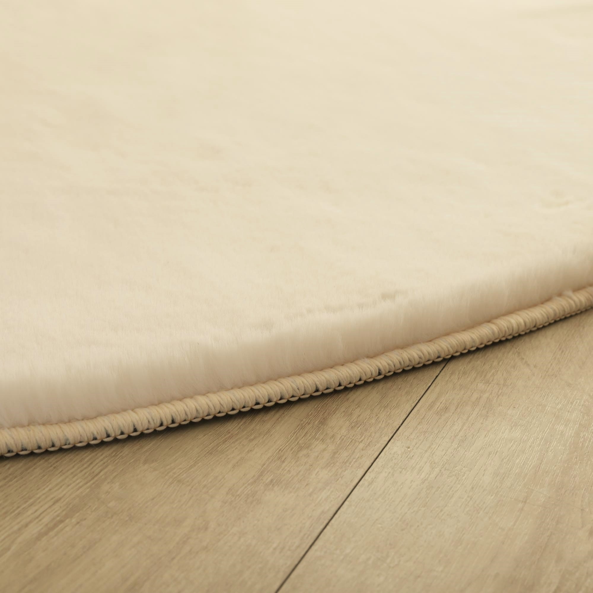Tapis rond - Lapin doux - Beige Blanc