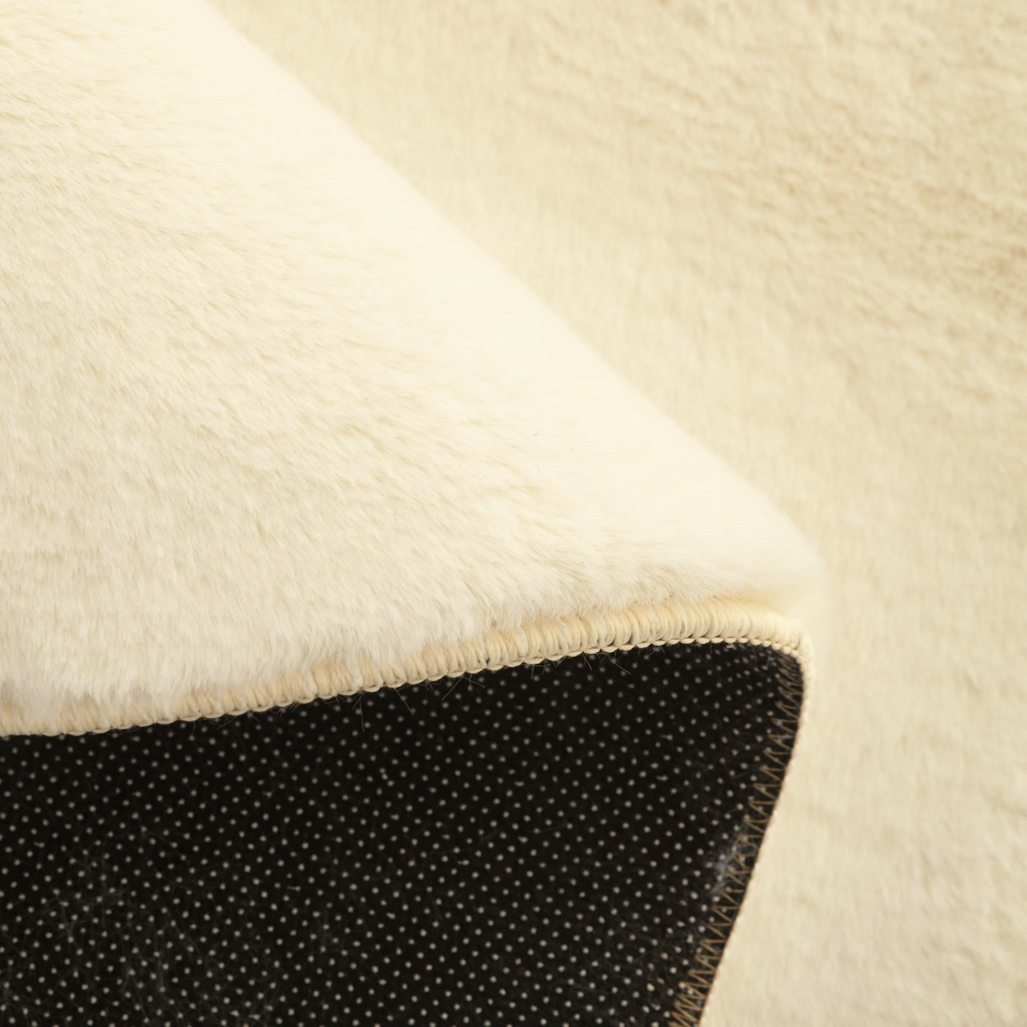 Tapis rond - Lapin doux - Beige Blanc