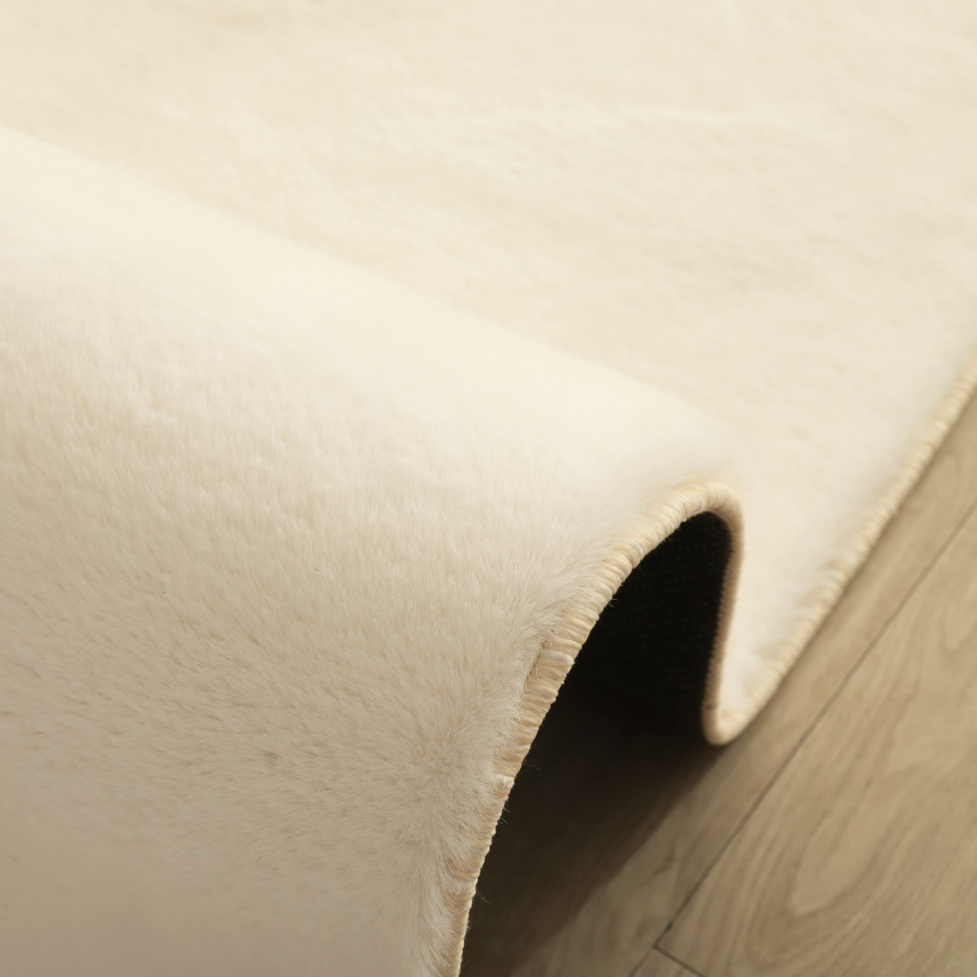 Zacht Konijn Rechthoekig Tapijt - Beige Wit