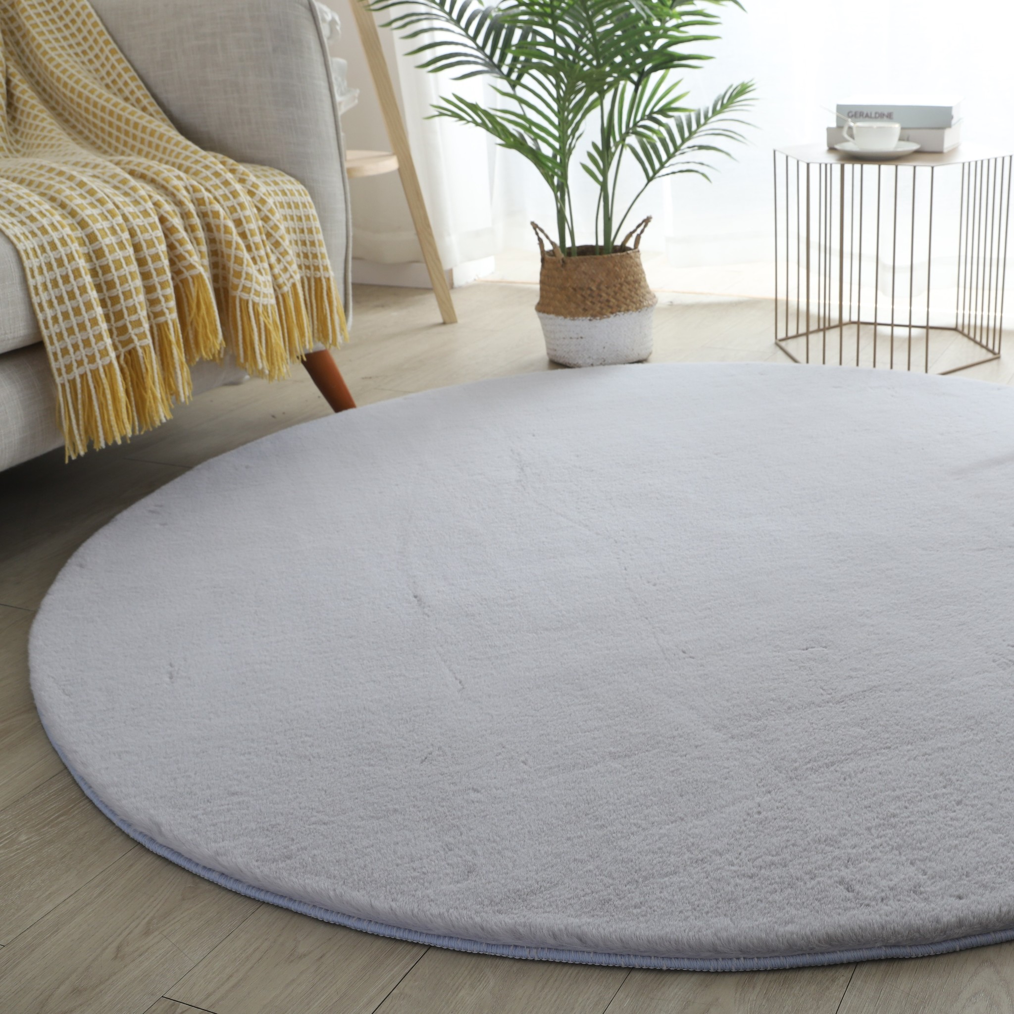 Tapis rond - Lapin doux - Gris clair