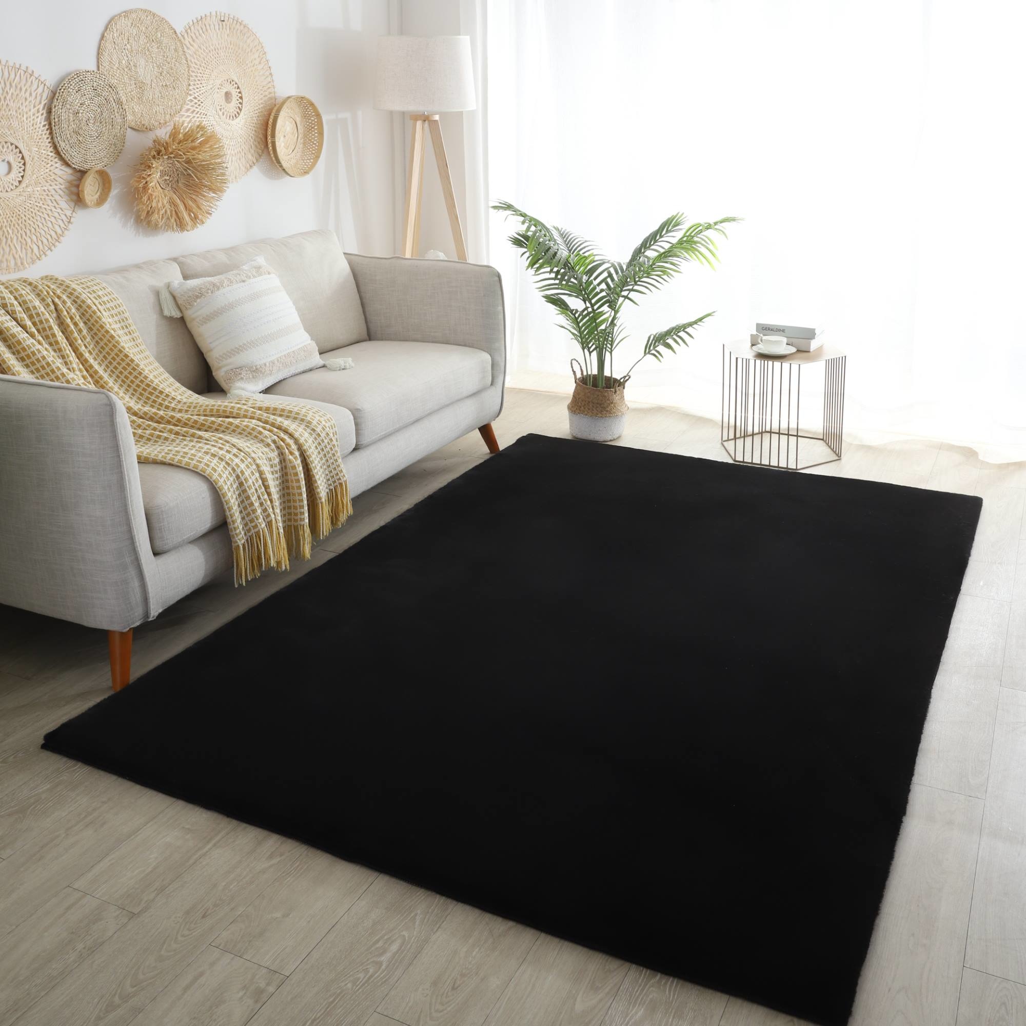 Tapis Rectangulaire Rabbit doux - Noir