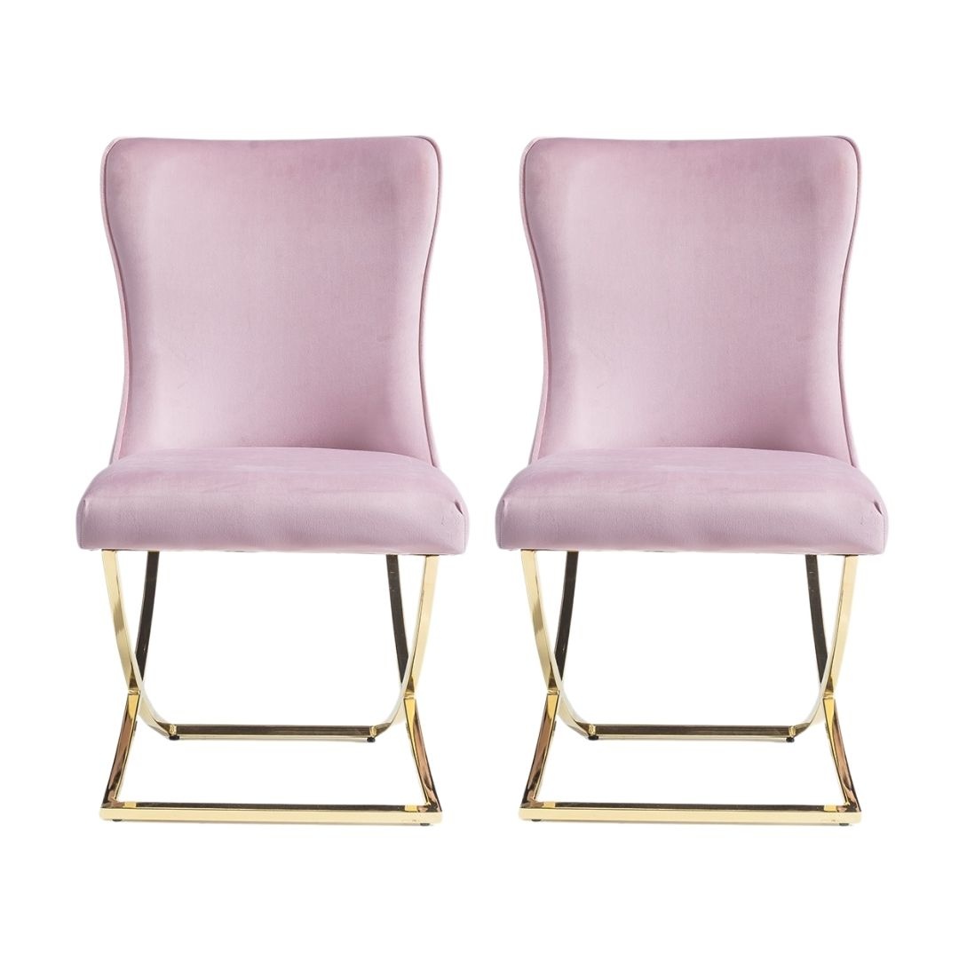 2x Eetkamerstoel Rixos - Roze - Metalen poten